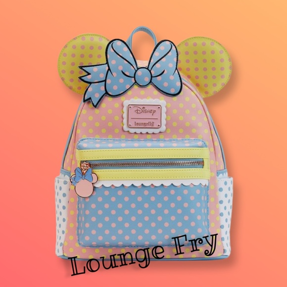 NWT- Lounge Fly Minnie Mouse Pastel Polka Dot Mini Backpack